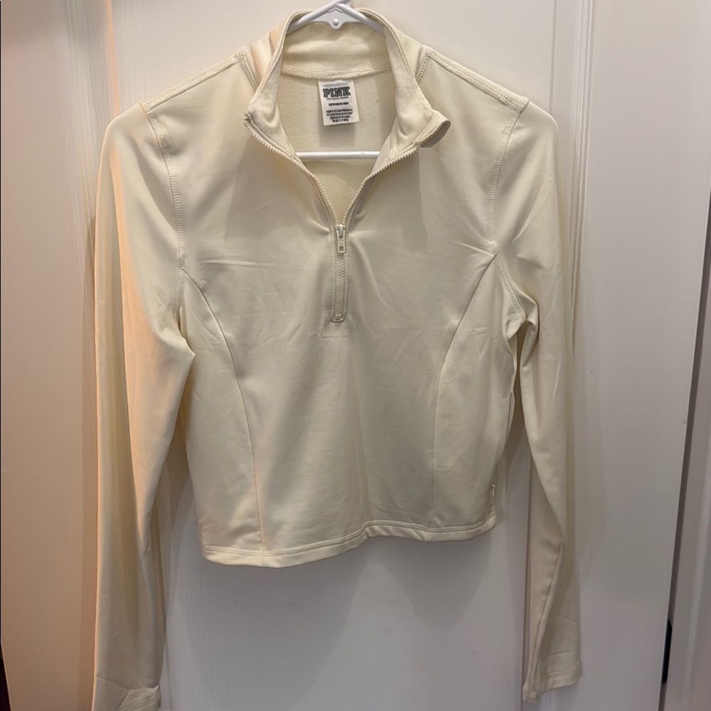 PINK Victoria's Secret Cream Quarter-Zip Women's Top